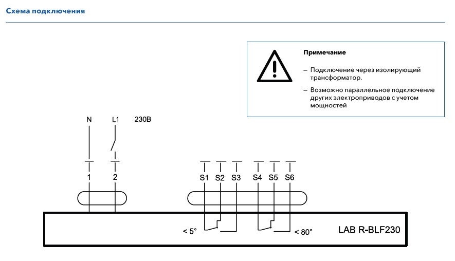 Схема подключения привода ENSO LAB R-BLF230